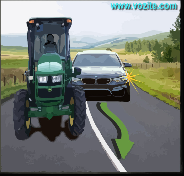 preticanje preko pune linije - traktora